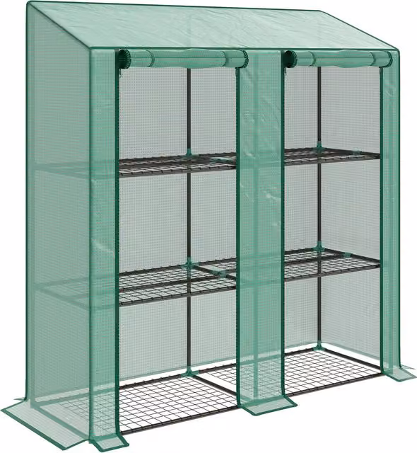 Outsunny Green Three-Shelf Mini Lean-to Greenhouse W/D/H: 46 x 46 x 143 cm – 1