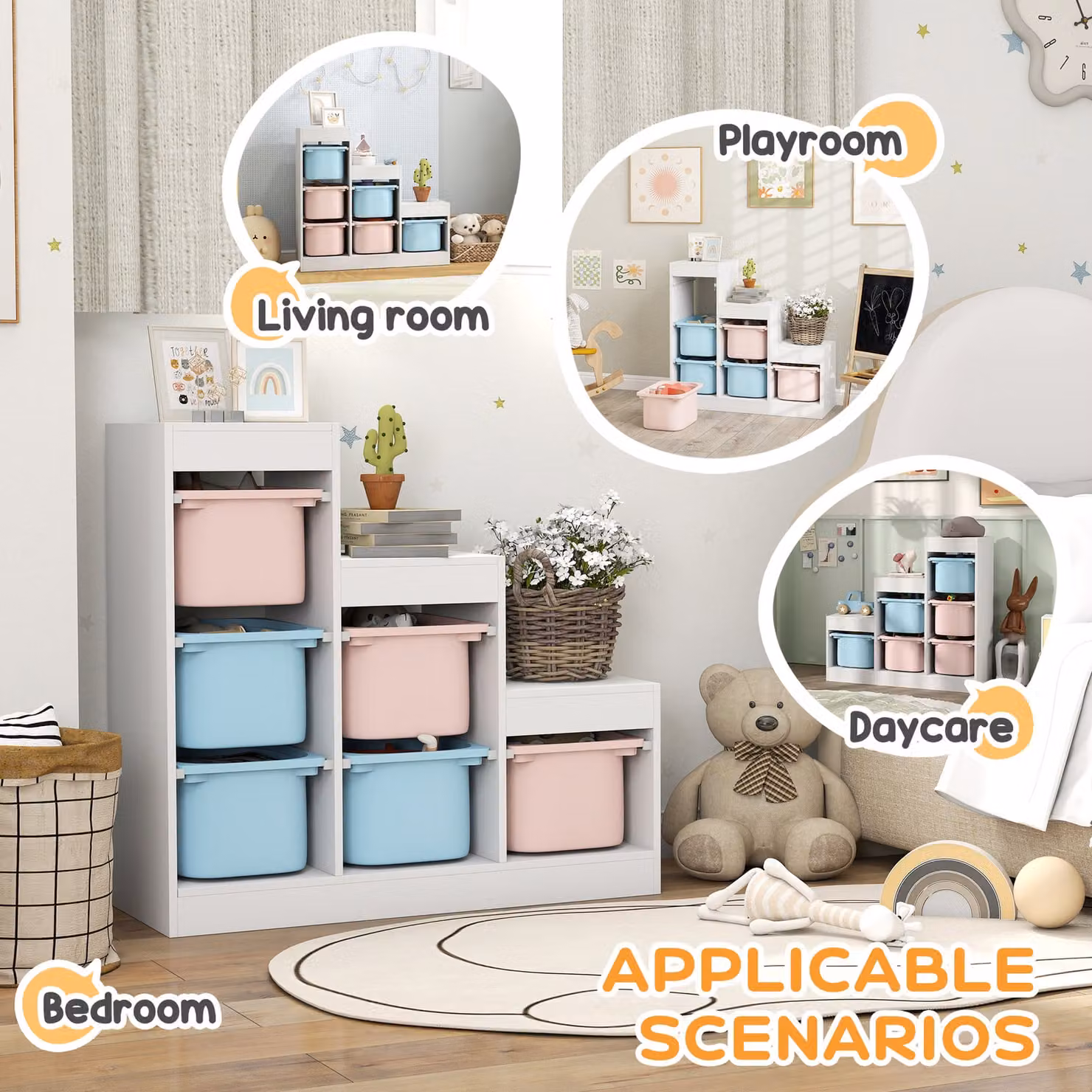 AIYAPLAY Three-Layer Toy Storage Organiser for Children with Removable Bins, Multicolour – 2