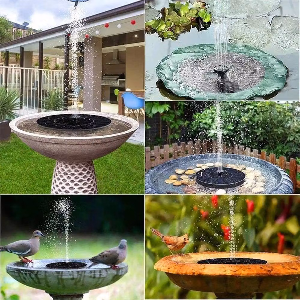 NESTLUNE Black Solar Floating Fountain with 8 RGB LED Lights, W/D/H: 100 x 100 x 100 cm – 5