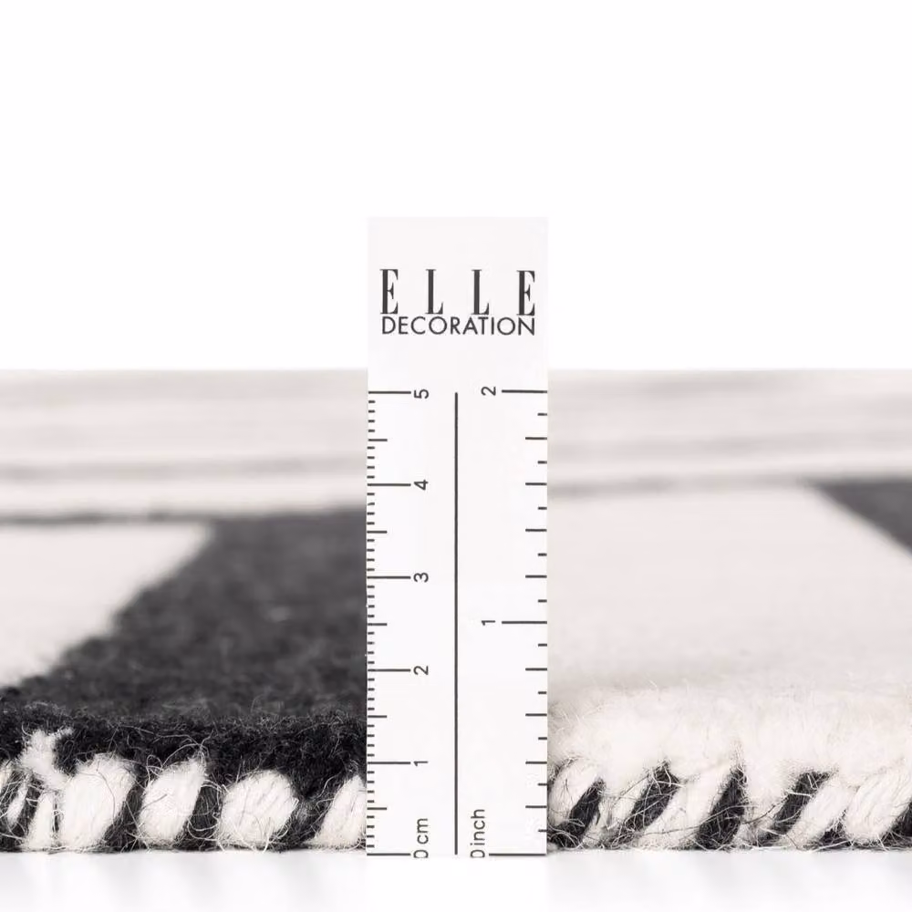 Ted Baker Noir Geometric Wool Handwoven Rug in Black and White, W: 160 cm, L: 230 cm – 7