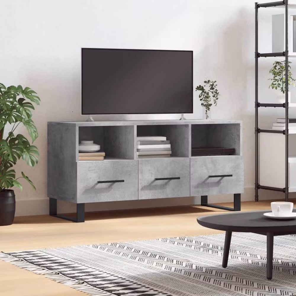 Berkfield Home Industrial TV Cabinet in Concrete Grey, W/D/H: 102 x 36 x 50 cm – 2