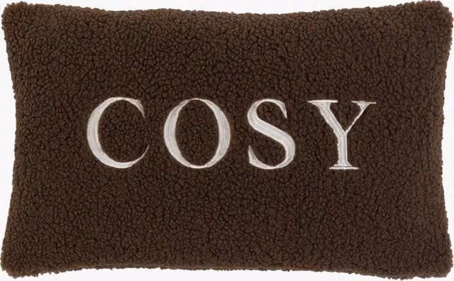 Perch & Parrow Chocolate Brown Autumnal Embroidered Rectangular Cosy Cushion