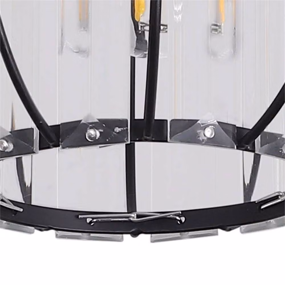 PAWNORA E27 Small Lantern Ceiling Light in Black with Transparent Glass and Aluminium Metal Finish – 3