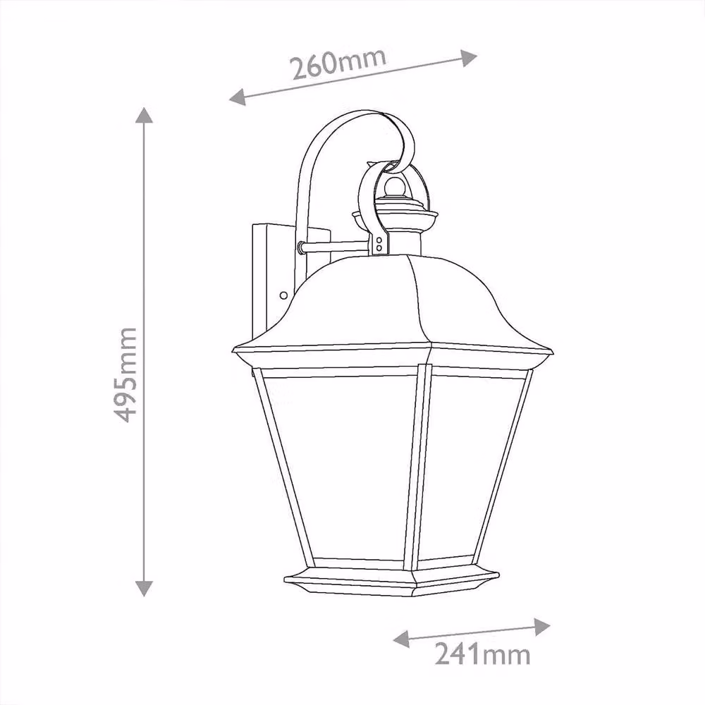 Netlighting Mount Vernon Large Black Wall Lantern with Transparent Glass IP44 – 2