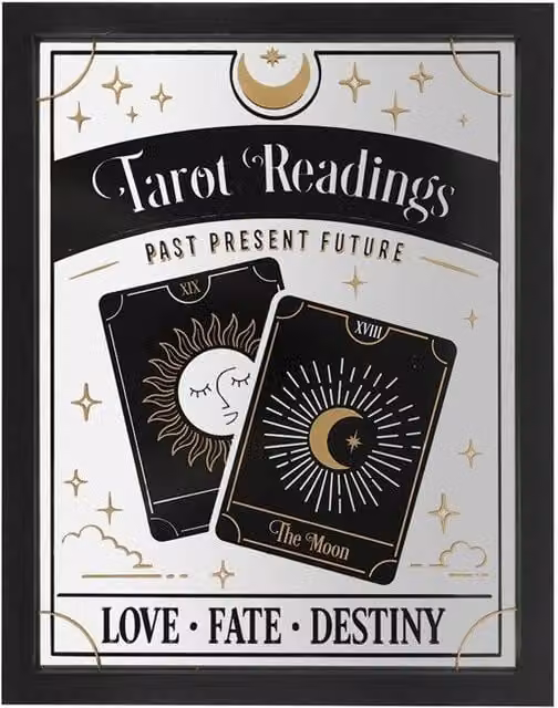 KDMD Tarot Readings Rectangular Mirrored Wall Hanging in Silver or Gold – 1
