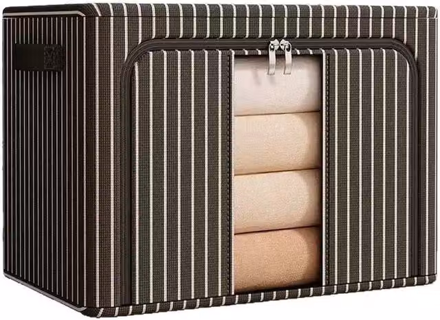 KORVIXA Black Foldable Fabric Underbed Clothes Storage Bags, 66L, W: 50 cm, D: 40 cm, H: 33 cm