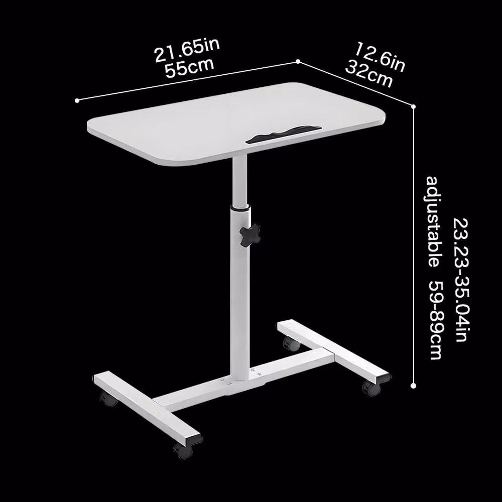 VOGREX White Mobile Adjustable Overbed Table with Castors – 2