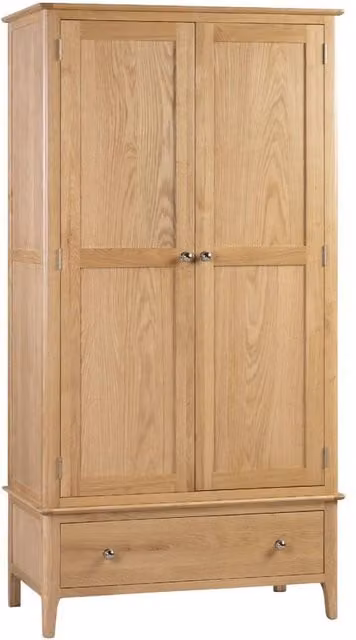 Cheshire Oakmere 2 Door and 1 Drawer Wardrobe in Natural Oak Lacquer – 1