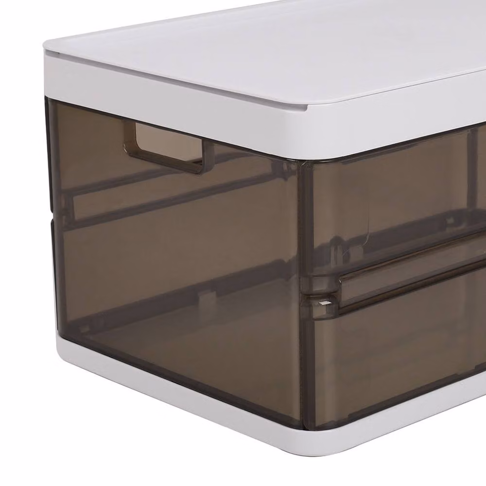 Garden Sanctuary Folding Clothes Organiser Wardrobe Drawer Storage Box, Brown and Transparent, W: 40.0 cm, D: 20.0 cm – 4