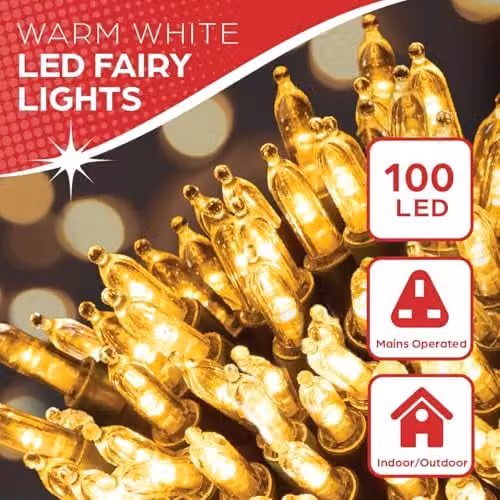 The Christmas Workshop 100 Warm White LED Christmas Tree Fairy Lights, 12.9m Length, Indoor and Outdoor Use – 4