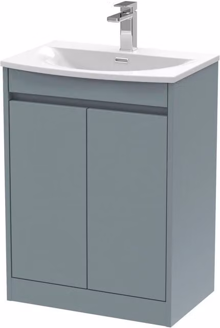 Balterley Chartley 2 Door Floor Standing Bathroom Vanity Unit with Curved Basin, Coastal Grey, W/D/H: 62 x 39.5 x 83.5 cm