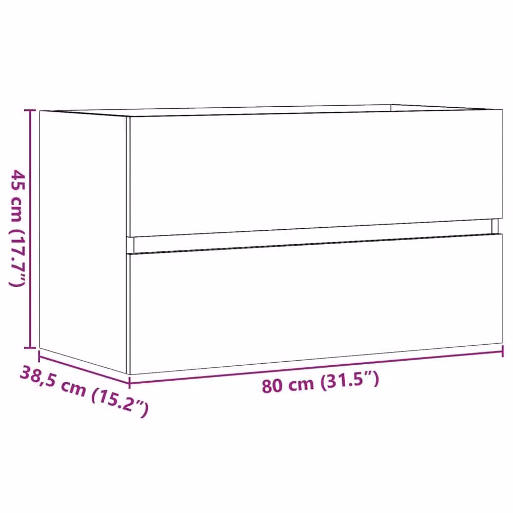 Berkfield Home Modern Wall Mounted Bathroom Hanging Cabinet in Concrete Grey, W/D/H: 80 x 38.5 x 45 cm – 2