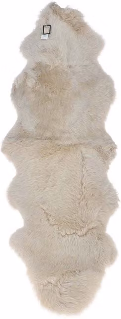 Fenland England Lenen Double Australian Sheepskin Rug in White and Beige