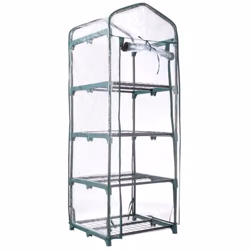 Hardys 4 Tier Mini Greenhouse with 4 Shelves, Portable Indoor and Outdoor Growhouse with Reinforced Steel Frame and PVC Plastic Cover