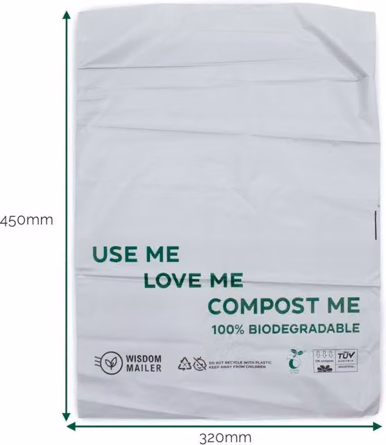 KDMK Biodegradable Self-Adhesive Mailing Mailer, Transparent, W: 32 cm, H: 45 cm