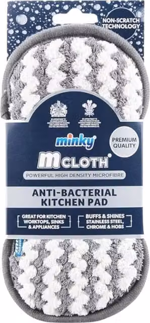Minky M Cloth Antibacterial Kitchen Pad in Grey and White