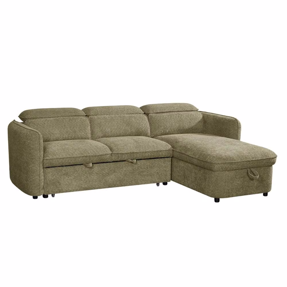 Furnishings For Less UK Ria L Shaped 4 Seater Fabric Corner Sofa Bed in Bottle Green – 3
