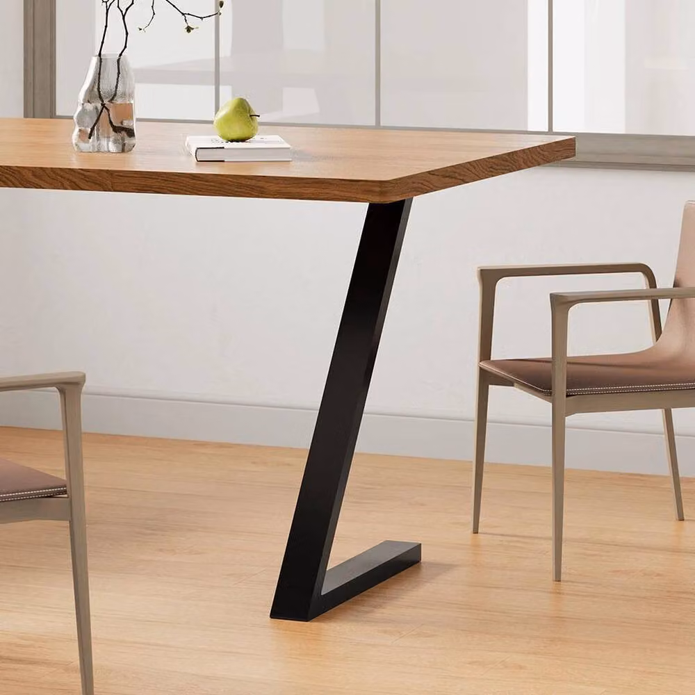 FLAVORA Pair of Z-Shaped Industrial Steel Table Legs in Matt Black, H 71 cm x W 50 cm x D 7 cm – 3