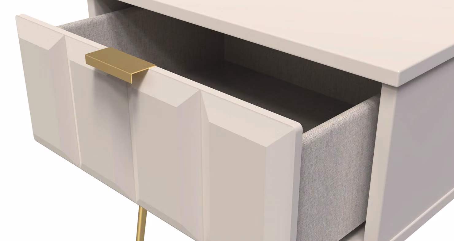 2 U Metro Small 1 Drawer Bedside Table in Taupe with Gold Metal Accents – 2