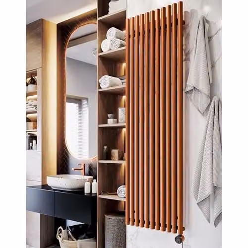 Terma Rolo Room E Electric Radiator with Wifi and App Control, True Copper, 1.5 kW, H 200 cm x W 59 cm x D 5.9 cm