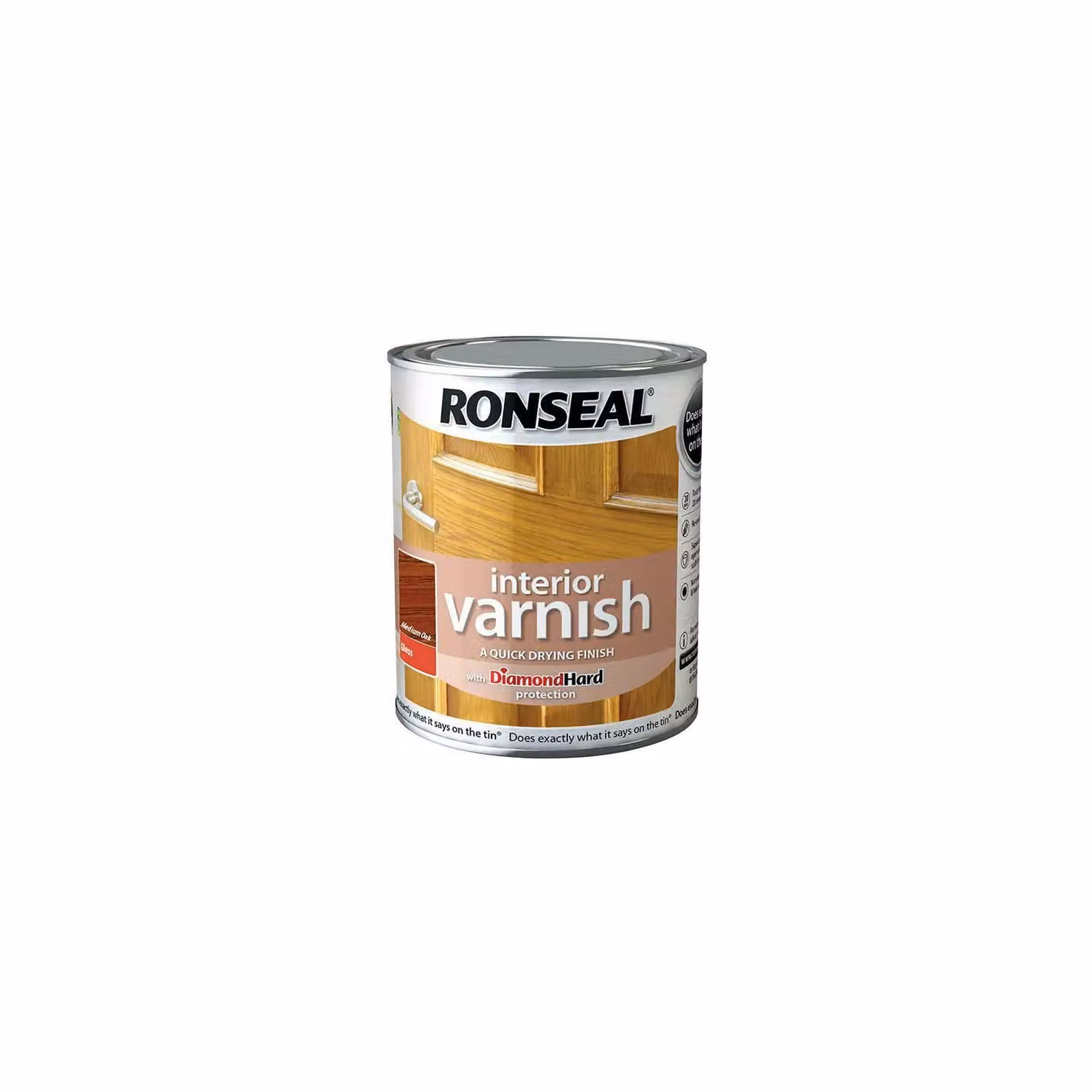 Ronseal Quick Dry Gloss Interior Wood Varnish in Medium Oak, 0.75 l – 2