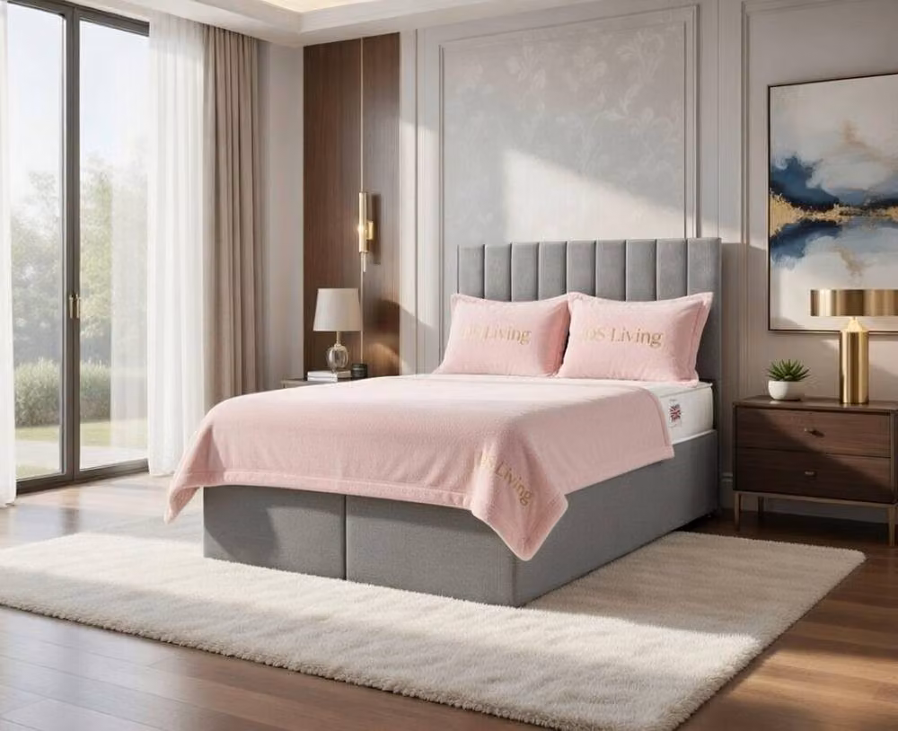 DS Living Aria Silver Velvet Upholstered Ottoman Bed, W/D/H: 140 x 200 cm – 3