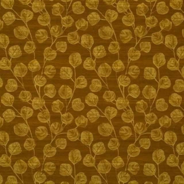 Linda Barker Ursulas Vine Velvet Fabric in Ochre Yellow