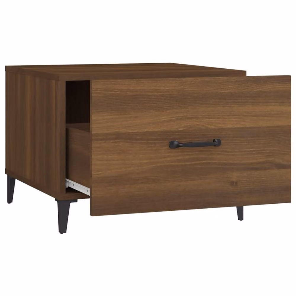 Berkfield Home Brown Oak Coffee Table with Metal Legs, W/D/H: 50 x 50 x 40 cm – 4