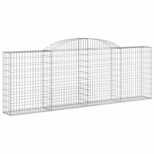 vidaXL Arched Gabion Baskets, 17 Piece Set, Silver Galvanised Steel, W: 300 cm, D: 30 cm, H: 100/120 cm