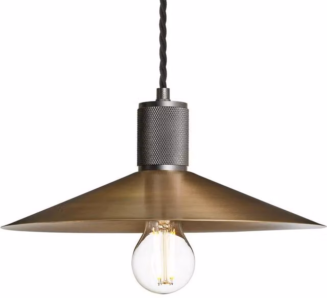 Industville Knurled Brass Slope Pendant Light in Gold and Black