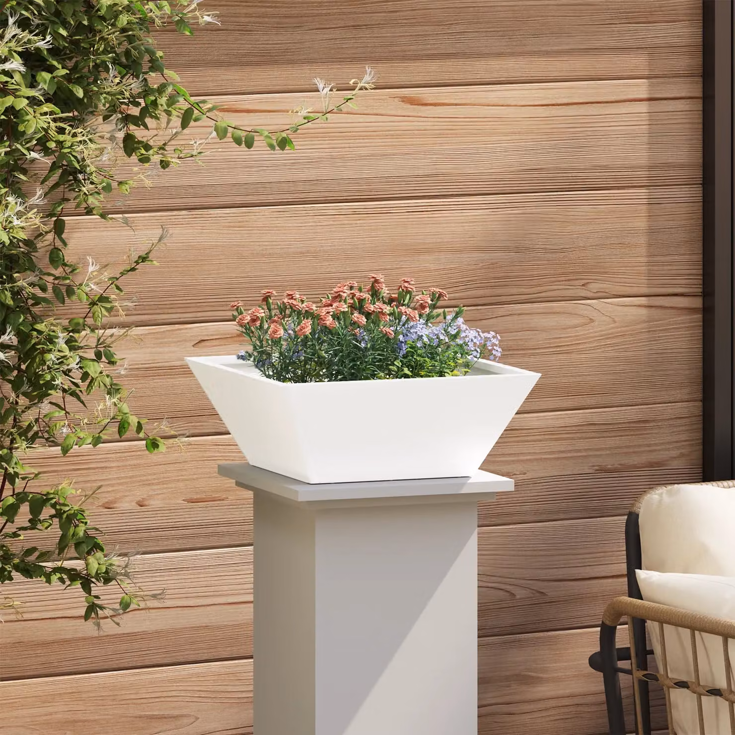 Berkfield Home Garden Bowl Planters, 5 Piece Set, White Steel and Plastic, W/D/H: 40 x 40 x 15 cm – 3