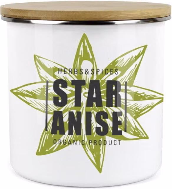 Purely Home Green Label Herbs Storage Canister - Star Anise - White and Green Enamel