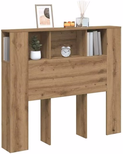Berkfield Home Artisan Oak Headboard Cabinet in Brown, W/D/H: 120 x 19 x 104.5 cm – 1