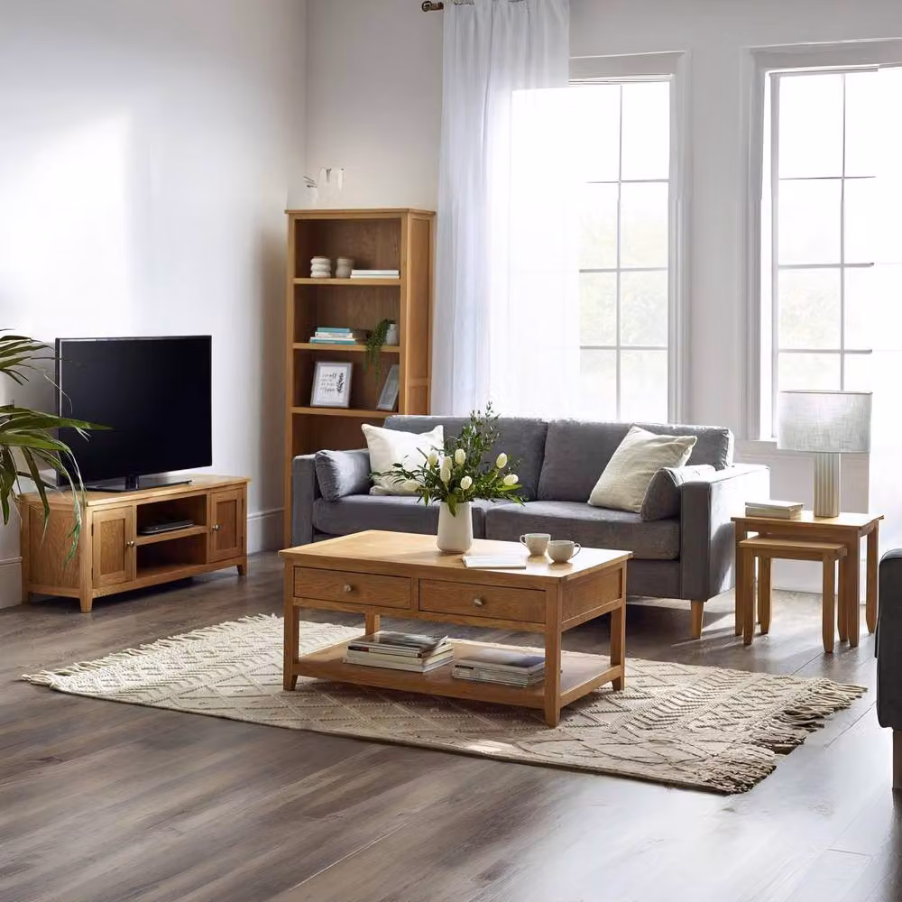 Cheshire Kinloch Rectangular Coffee Table with 2 Drawers in Light Oak – 4