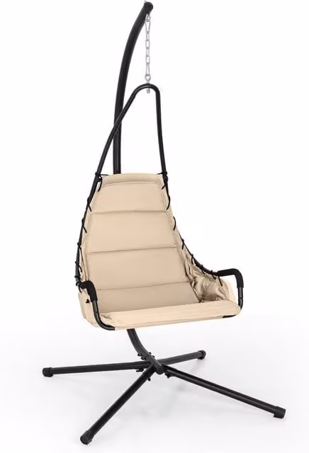 Costway Hanging Chair Hammock Swing Chair with Stand in Beige