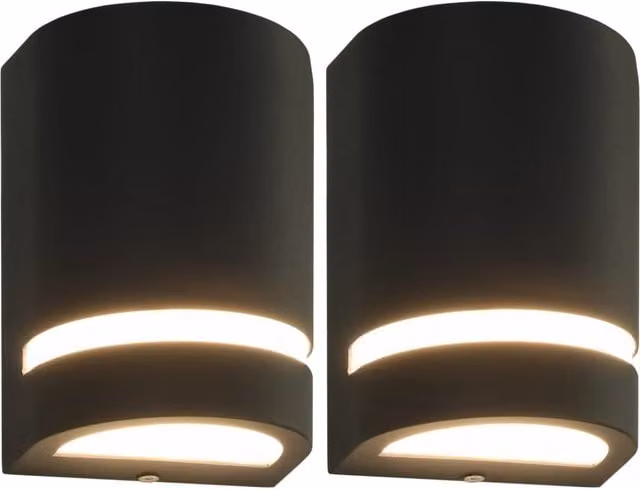 Berkfield Home Set of 2 Black Modern Outdoor Wall Lights with Downlighting and IP44 Rating – 1