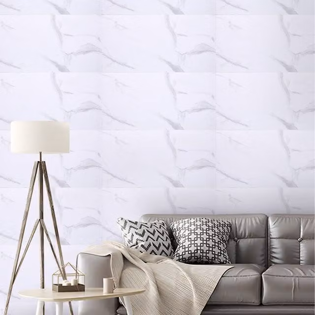 Lifeideas 10 Piece White Marble Effect Self Adhesive PVC Wall Sticker Set