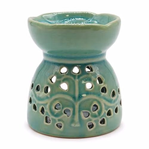 Ancient Wisdom KDMD Tree of Life Ceramic Oil Burner in Blue and Turquoise