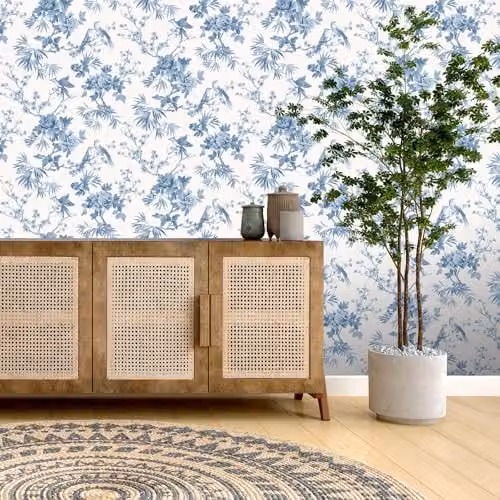 Rasch Amelie Chinoiserie Japanese Oriental Style Floral Wallpaper in Blue, White and Green – 2
