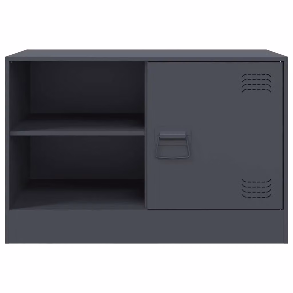 Berkfield Home Set of 2 Anthracite Metal TV Cabinets with Hinged Doors and Internal Shelves, W/D/H: 67 x 39 x 44 cm – 4