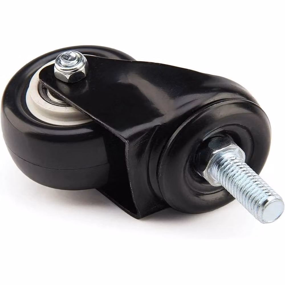 VOGREX 4 Pack Heavy Duty Swivel Rubber Castor Wheels in Black with Steel Components, 50mm – 3