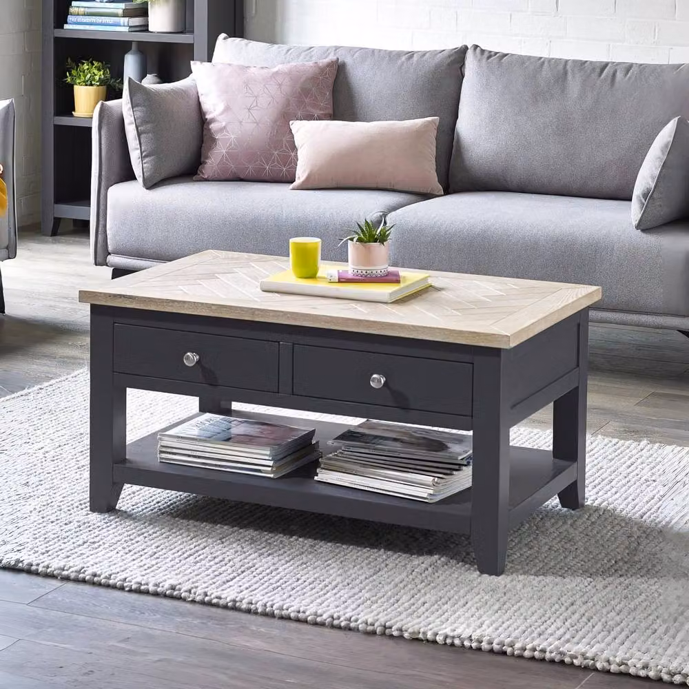 Cheshire Dunvegan Modern Rectangular Coffee Table in Dark Grey and Oak – 3