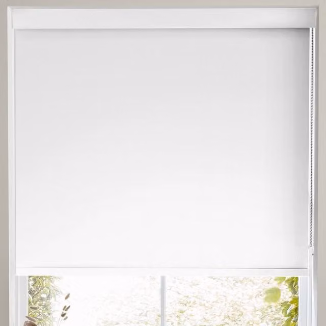 Terrys Ludo Made to Measure Blackout Roller Blind in White and Black Textile with Thermal Insulation