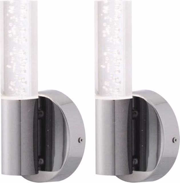 First Choice Lighting Orin Set of 2 Silver Chrome Bathroom Wall Lights with Transparent Glass Details – 1