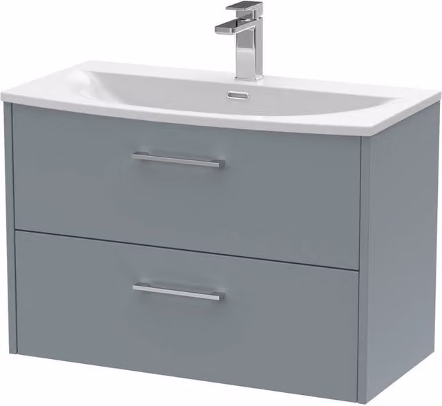 Balterley Winshill Contemporary 2 Drawer Wall Hung Vanity Basin Unit, Grey