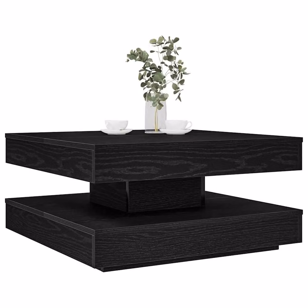 Berkfield Home Modern Rotating Square Coffee Table in Black, W/D/H: 70 x 70 x 34.5 cm – 2
