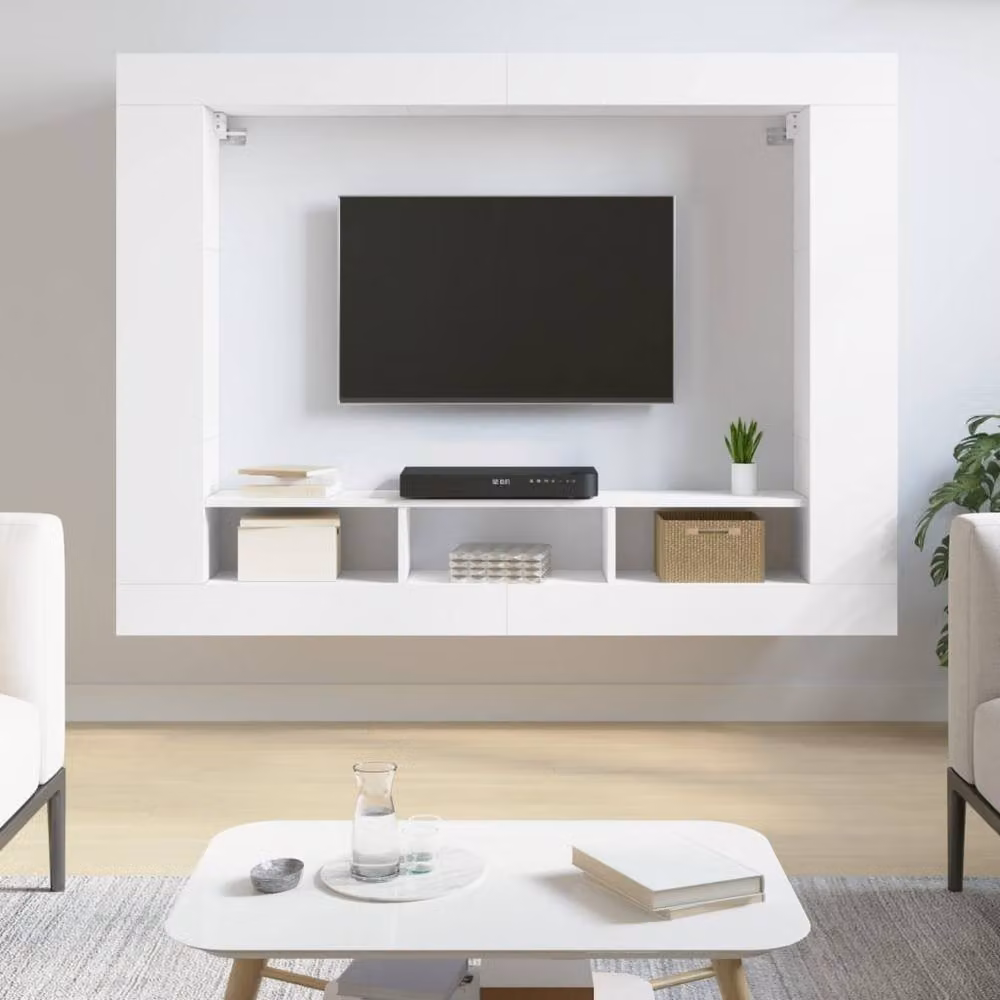 Berkfield Home White Modern Glossy TV Cabinet in Engineered Wood W/D/H: 152 x 22 x 113 cm – 2
