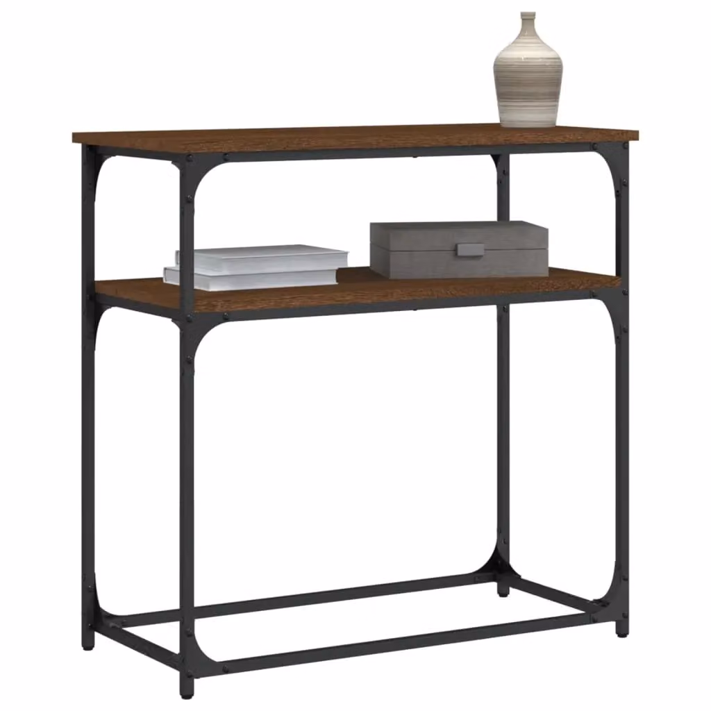 Berkfield Home Industrial Console Table, Brown Oak, W/D/H: 75 x 35.5 x 75 cm – 3