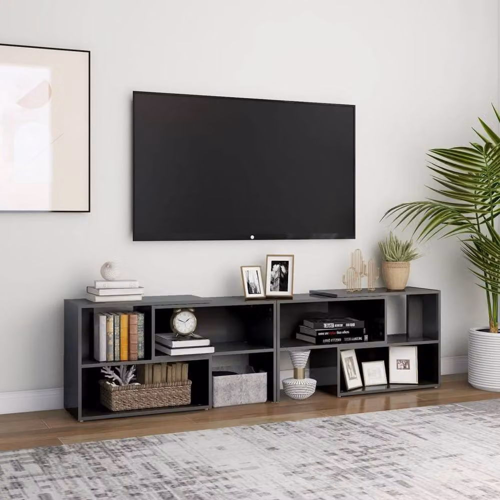 Berkfield Home Modern High Gloss Grey TV Cabinet W/D/H: 149 x 30 x 52 cm – 1