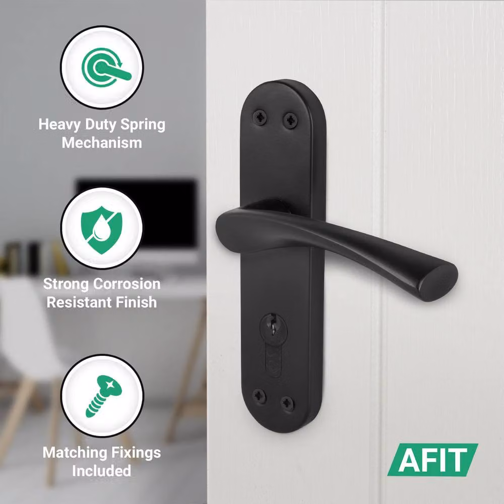 AFIT Novi Black Euro Thumbturn Cylinder Handle Lock and Hinges Set, 150 x 150 mm – 3